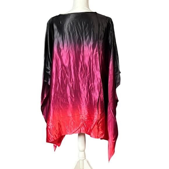 New Caroline Rose Poncho 100% Silk Tunic Size Large Boho Quiet Luxury Artsy - Picture 3 of 14